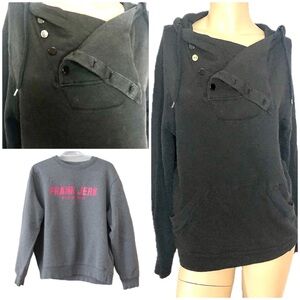 Lot of 2 Frank Jerk Grey Sweatshirts Size OS Black Pull&Bear Button Neckline M